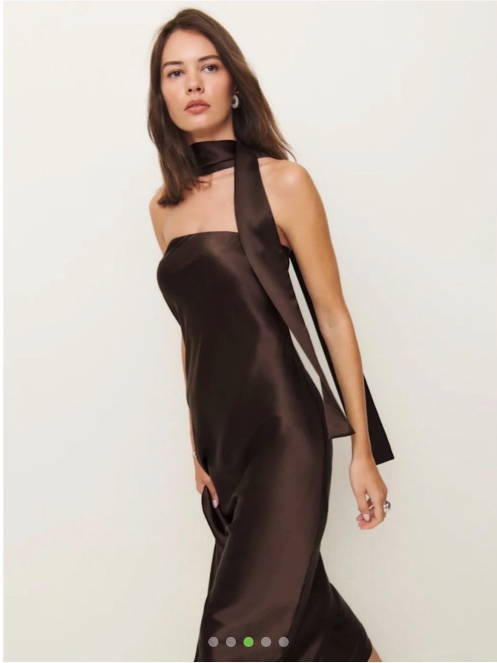 Reformation Oren Silk Dress - Black Bean - Picture 3 of 5